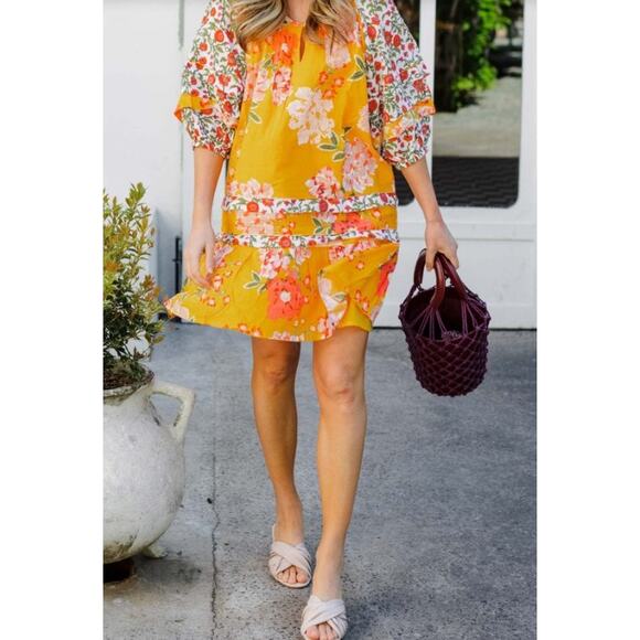 Roller Rabbit Semara Tamania Dress Floral Boho Cotton Dress Small - Picture 3 of 14